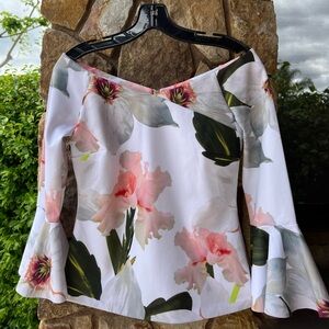 Ted Baker London Off-Shoulder Blouse White and Pink